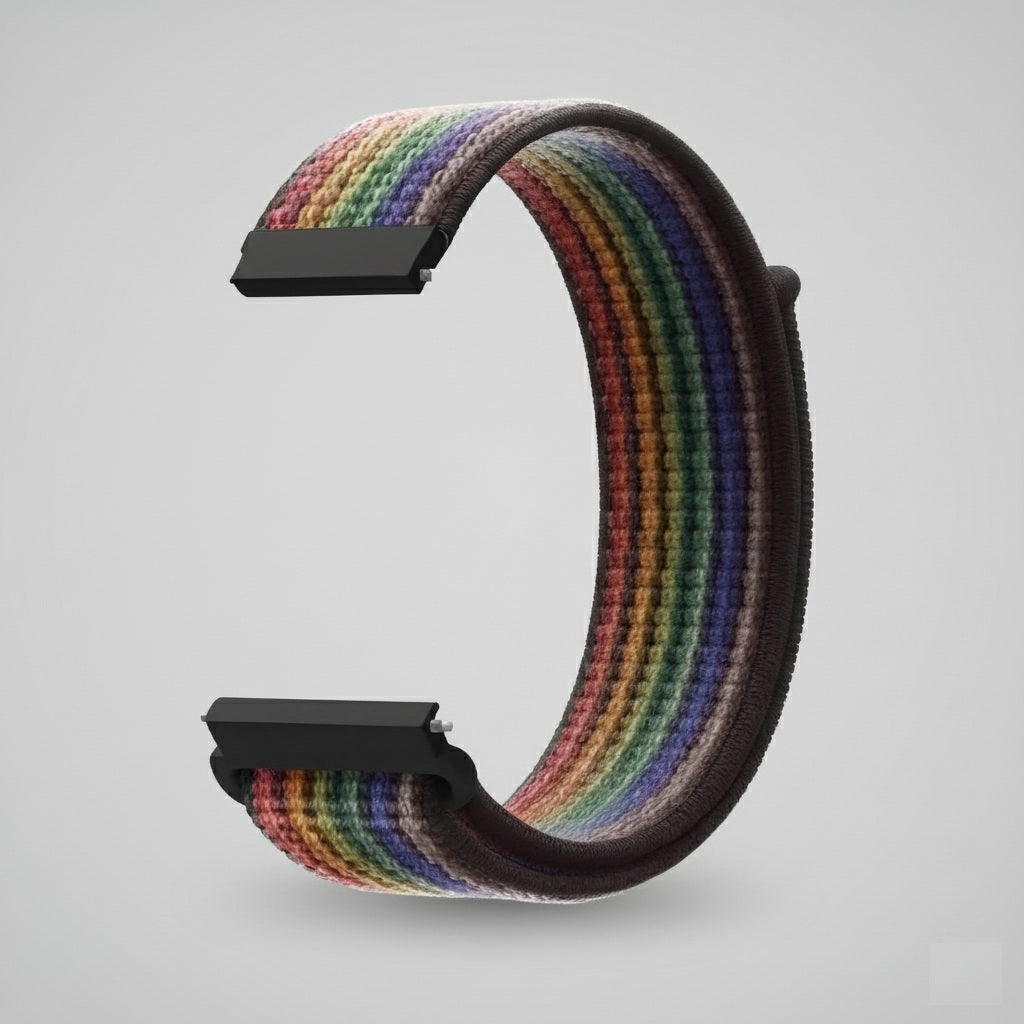 Horlogeband Klittenband- 20MM - regenboog 2