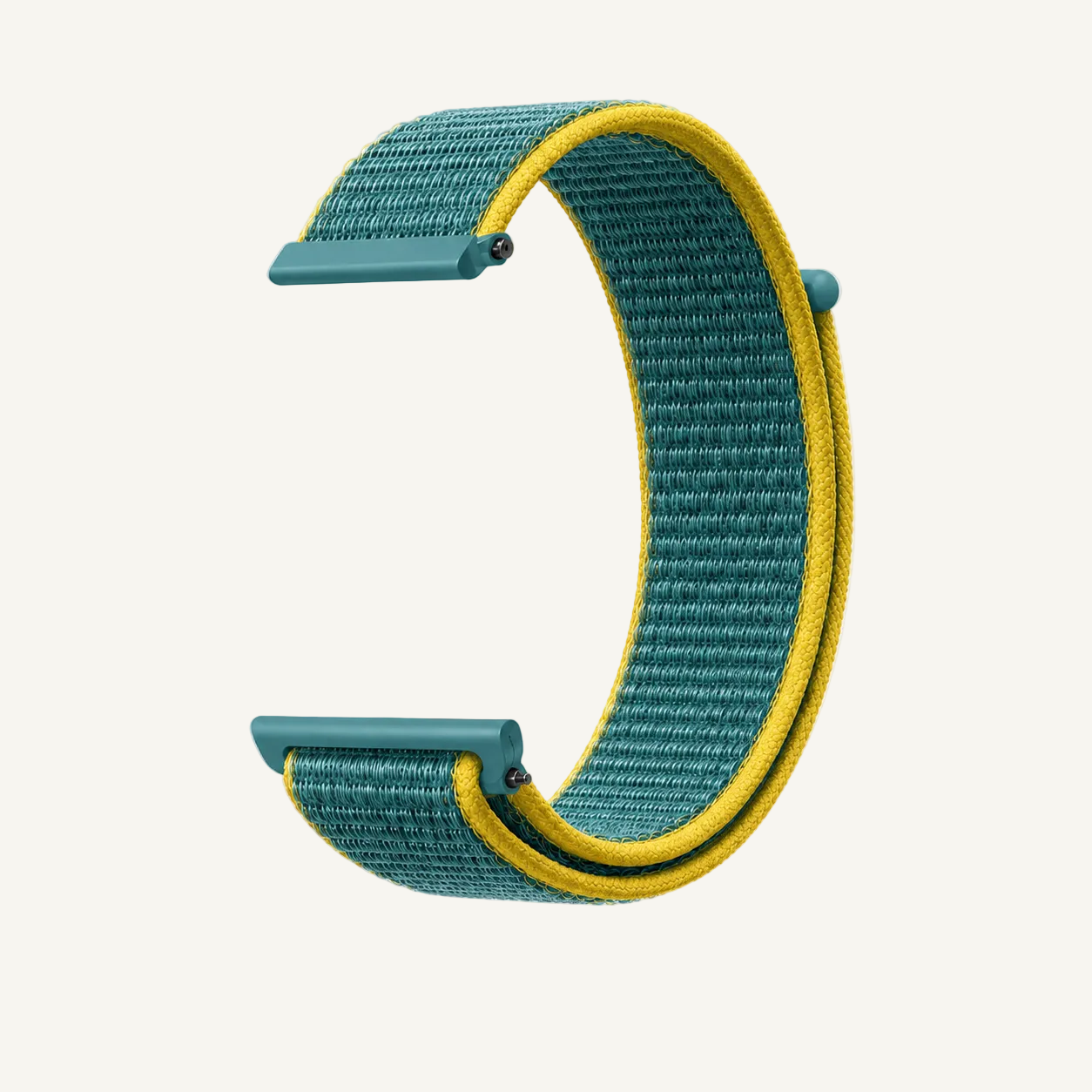 Horlogeband Klittenband- 20MM - Teal - Geel