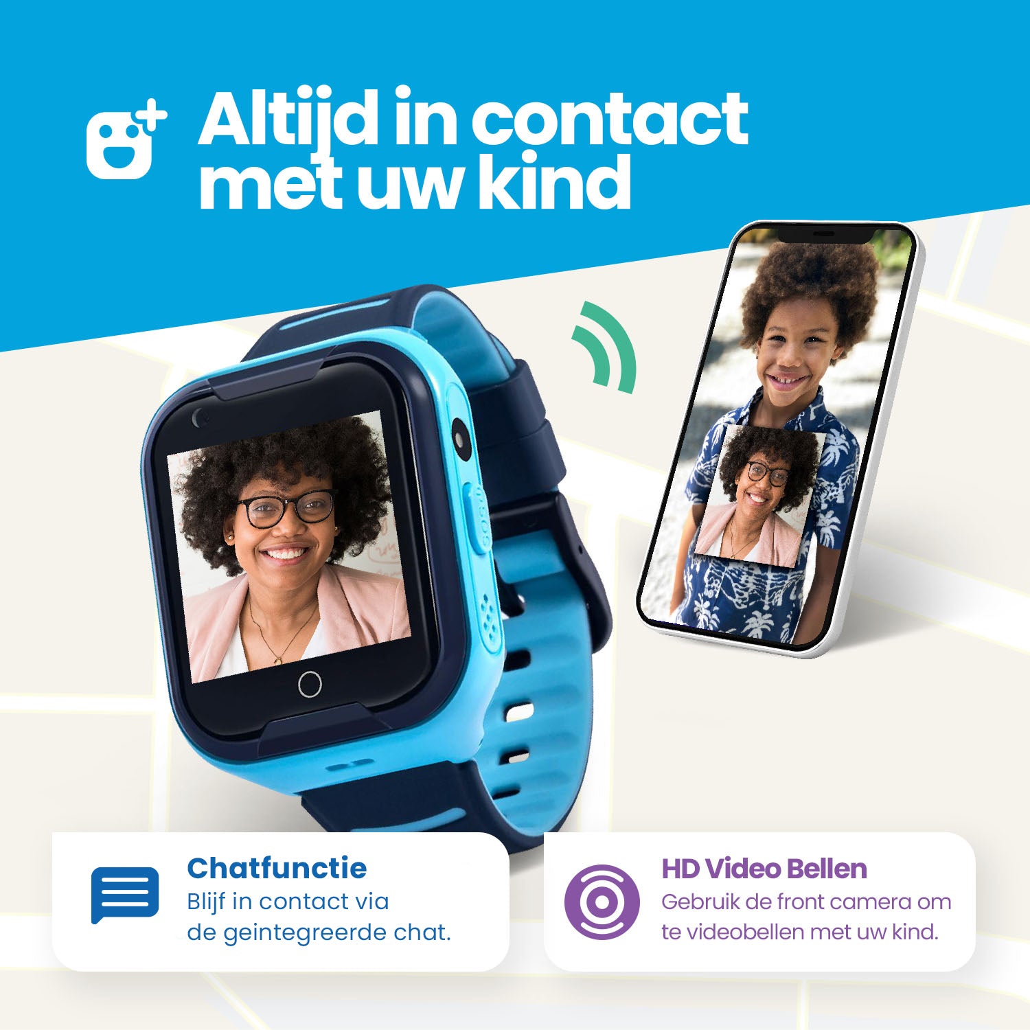 Qlokkie GPS Horloge Kind - Kiddo 11 - Zwart