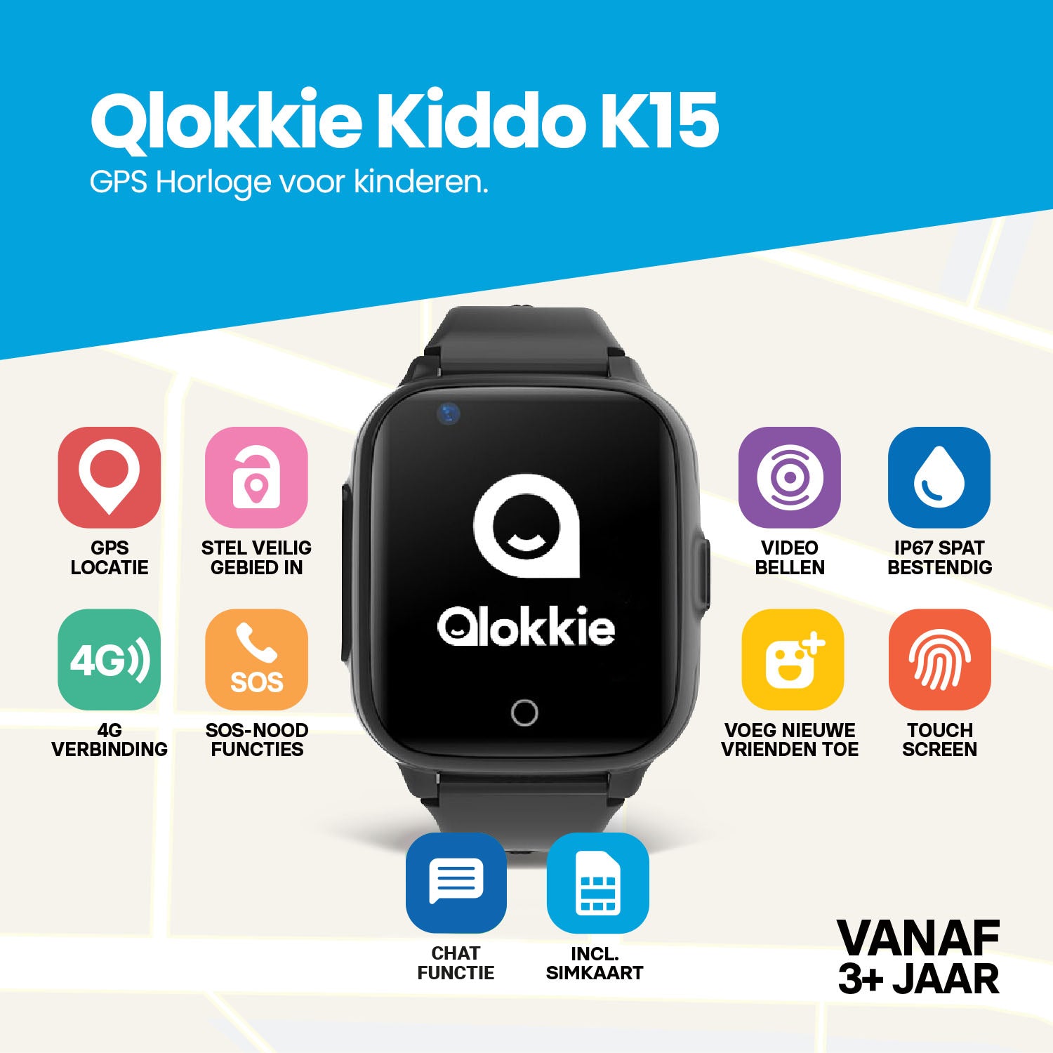 Qlokkie GPS Watch Child - Kiddo 15 - Black