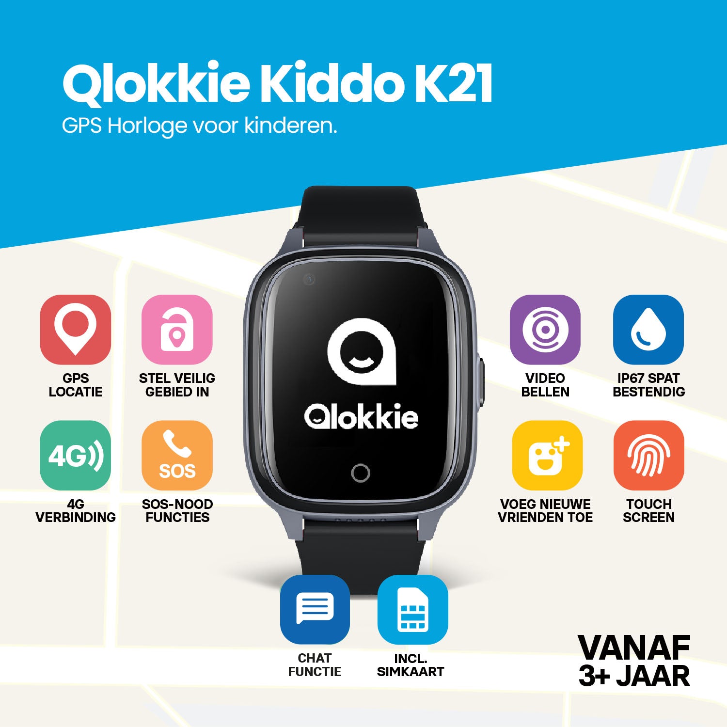Qlokkie GPS Watch Child - Kiddo 21 - Black