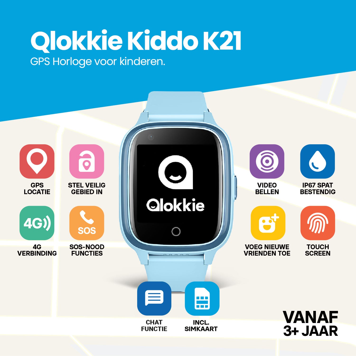 Qlokkie GPS Watch Child - Kiddo 21 - Blue