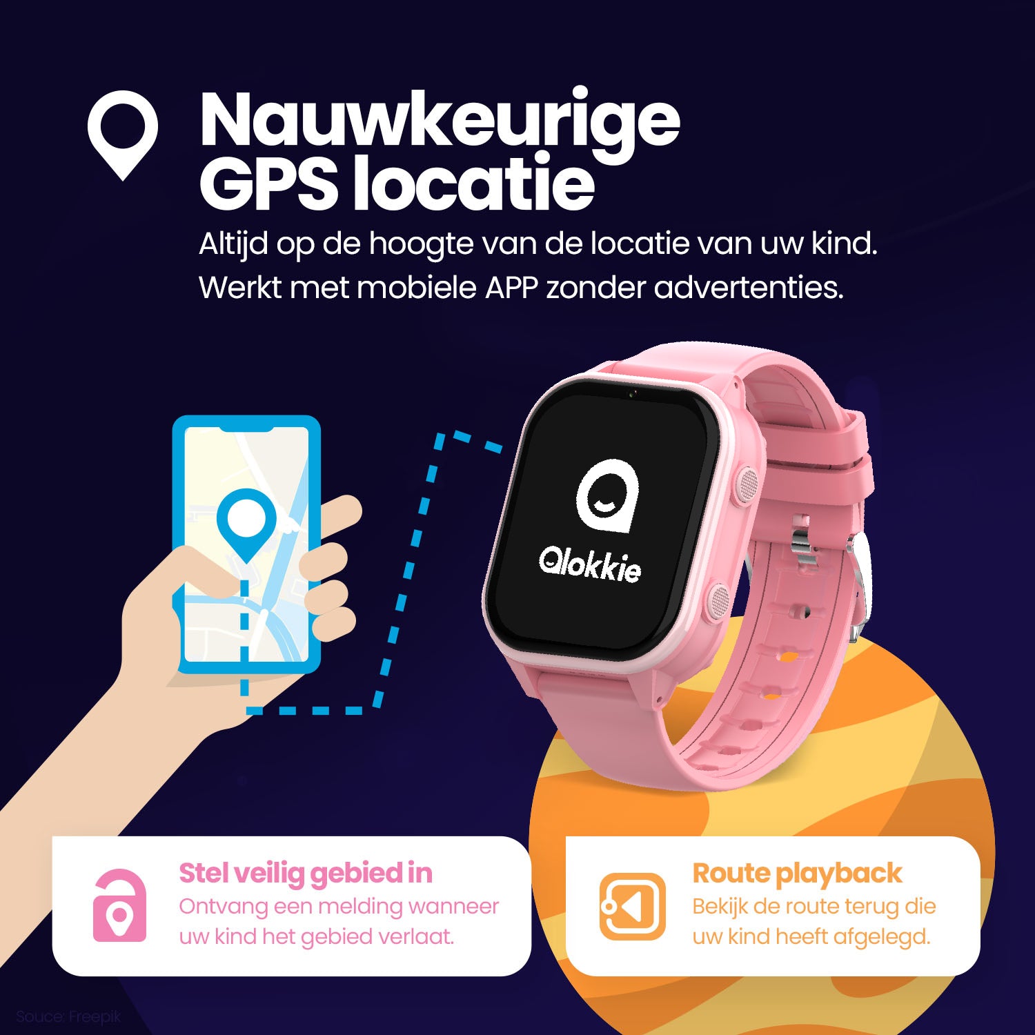 Qlokkie GPS Horloge Kind - Kiddo 23 - Whatsapp - Blauw