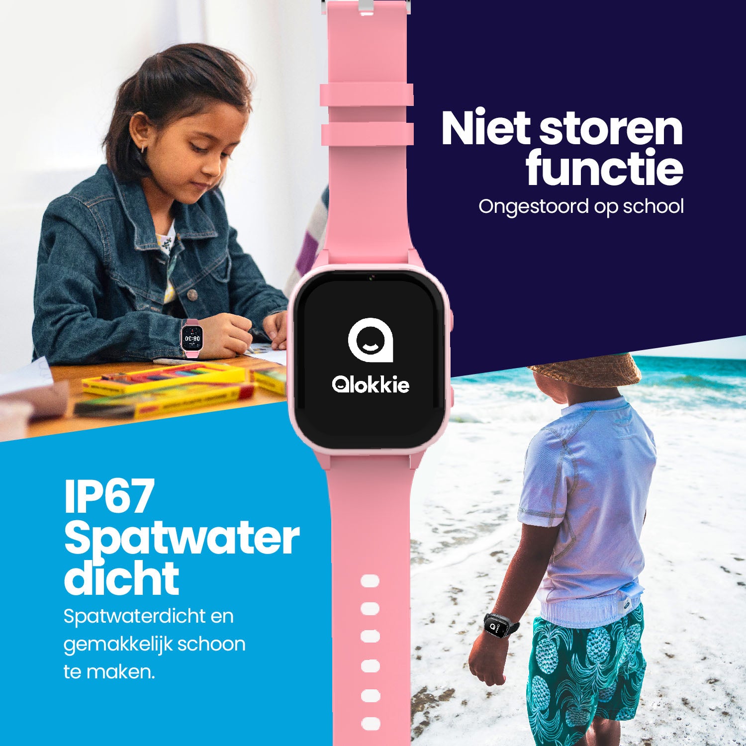 Qlokkie GPS Horloge Kind - Kiddo 23 - Whatsapp - Blauw