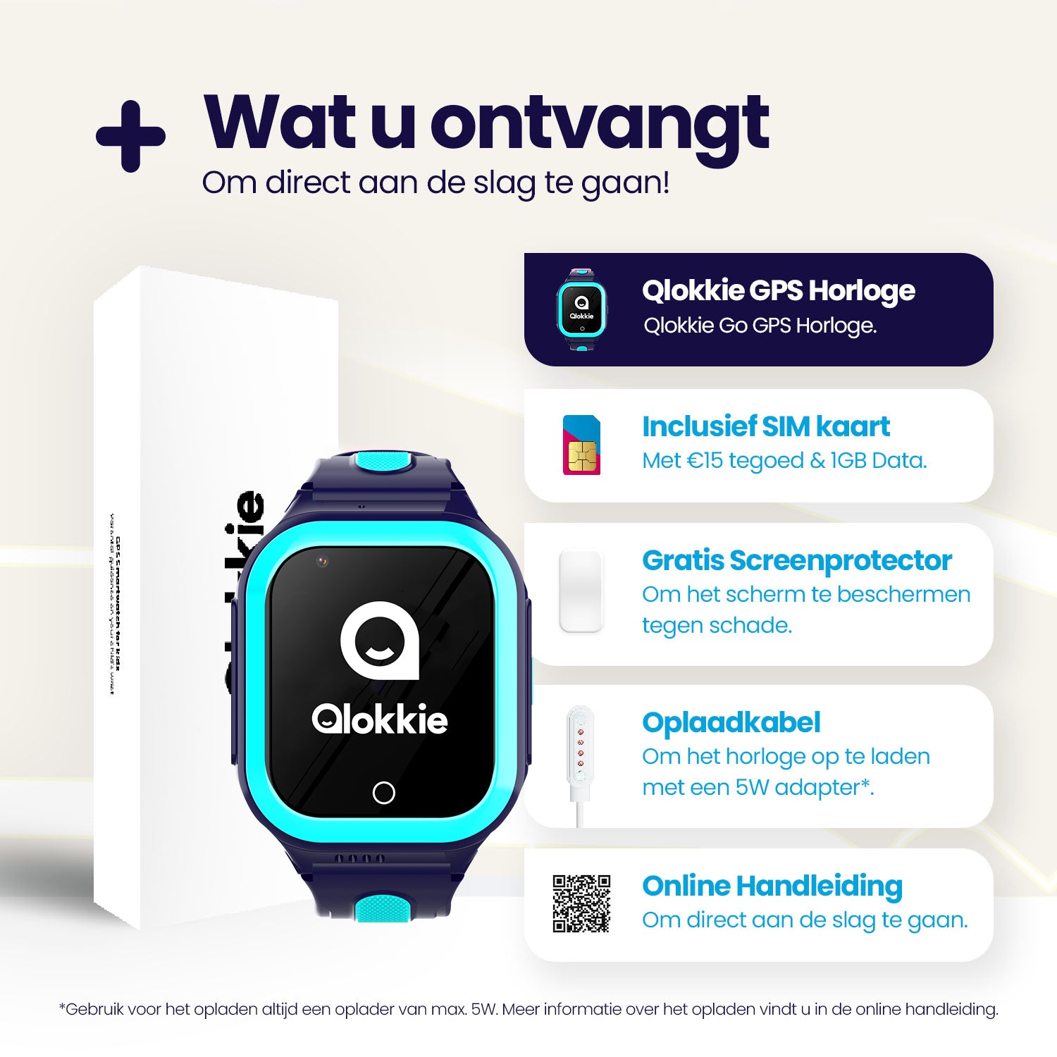 Qlokkie GPS Horloge Kind - Kiddo GO - Blauw