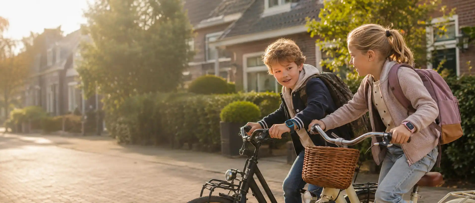 Twee kinderen op een fiets terug naar school