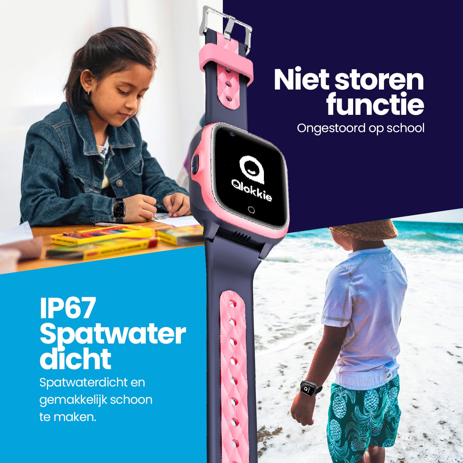 Qlokkie GPS Horloge Kind - Kiddo 15 - Blauw