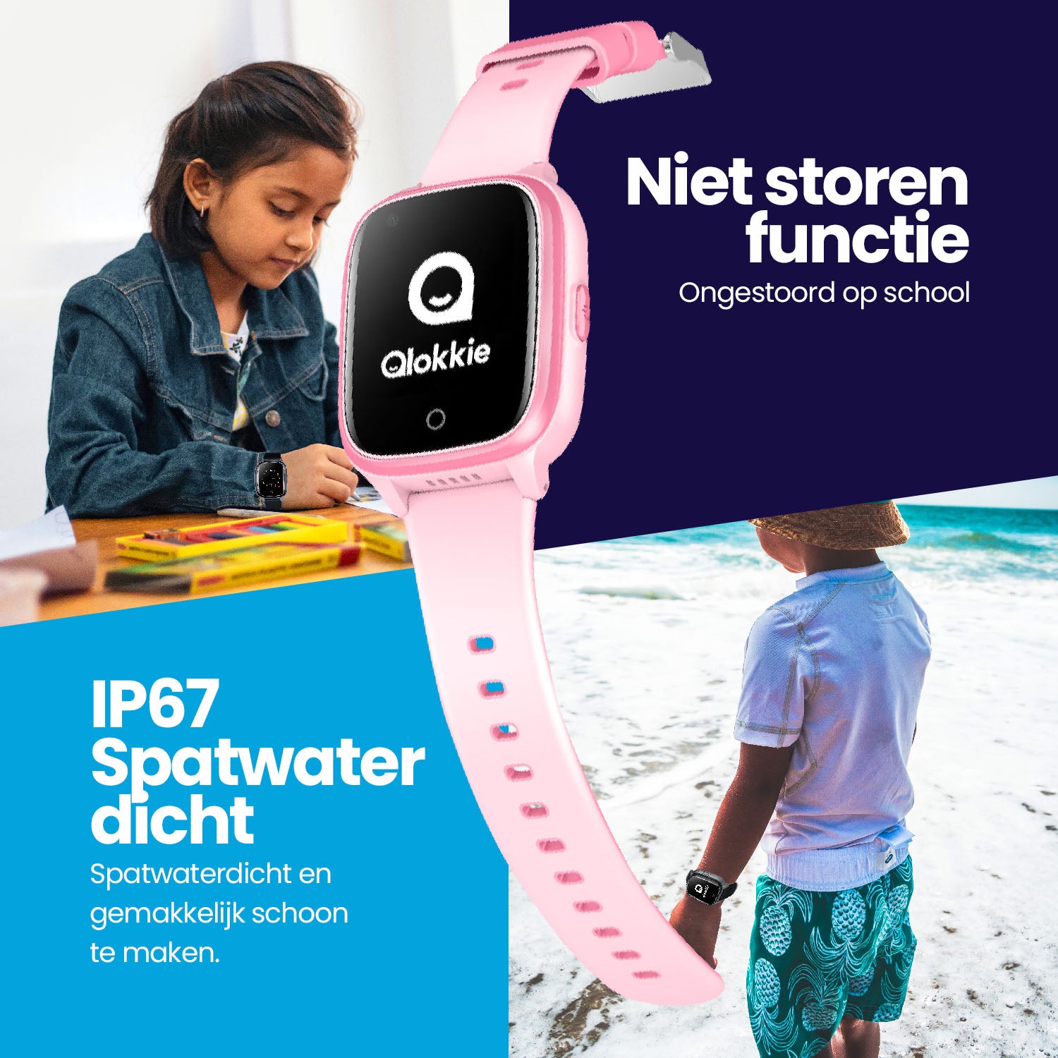 Qlokkie GPS Horloge Kind - Kiddo 21 - Roze