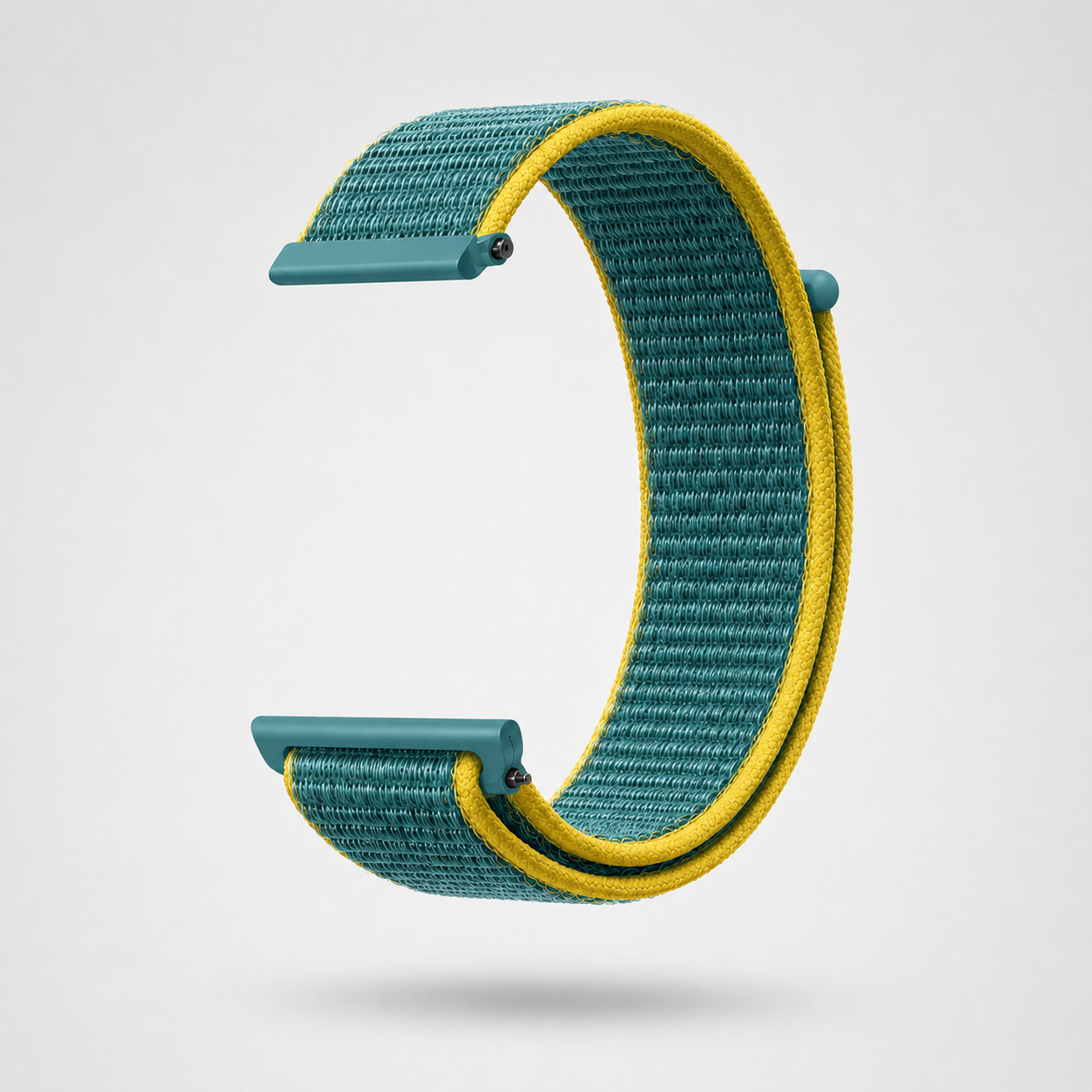 Horlogeband Klittenband- 20MM - Teal - Geel