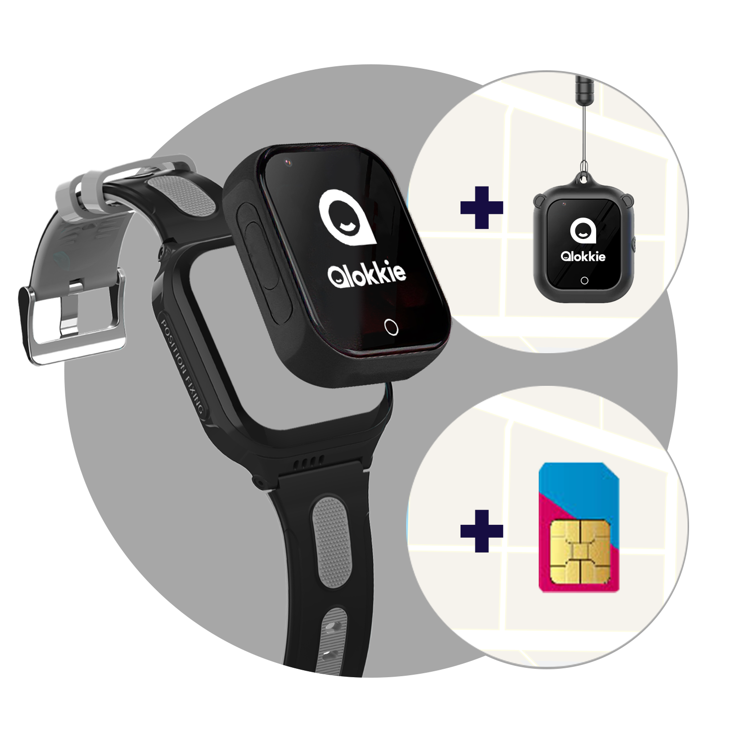 Kiddo GO+ Gps tracker voor kinderen plus simkaart en ketting.
