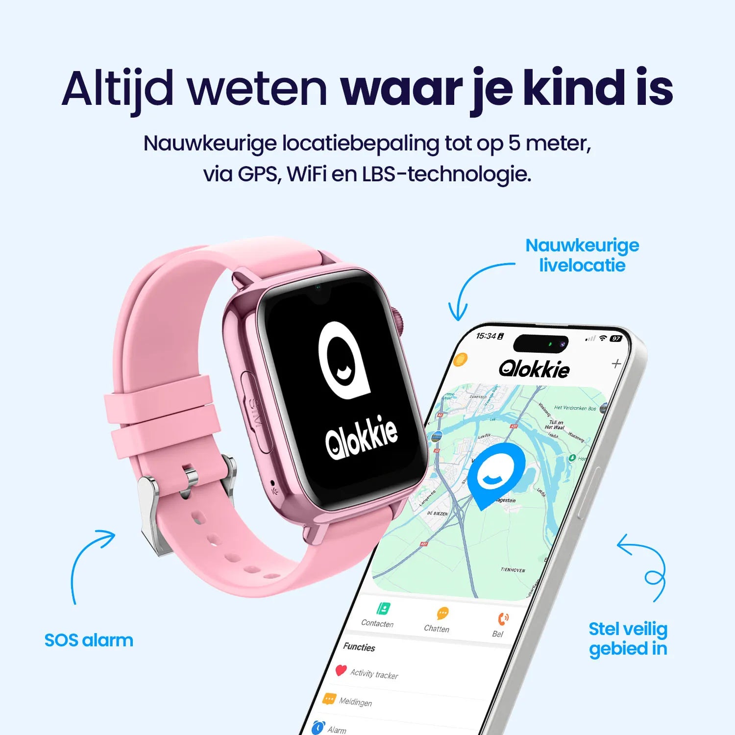 Kiddo Explore – GPS Kinderhorloge met Whatsapp – Roze