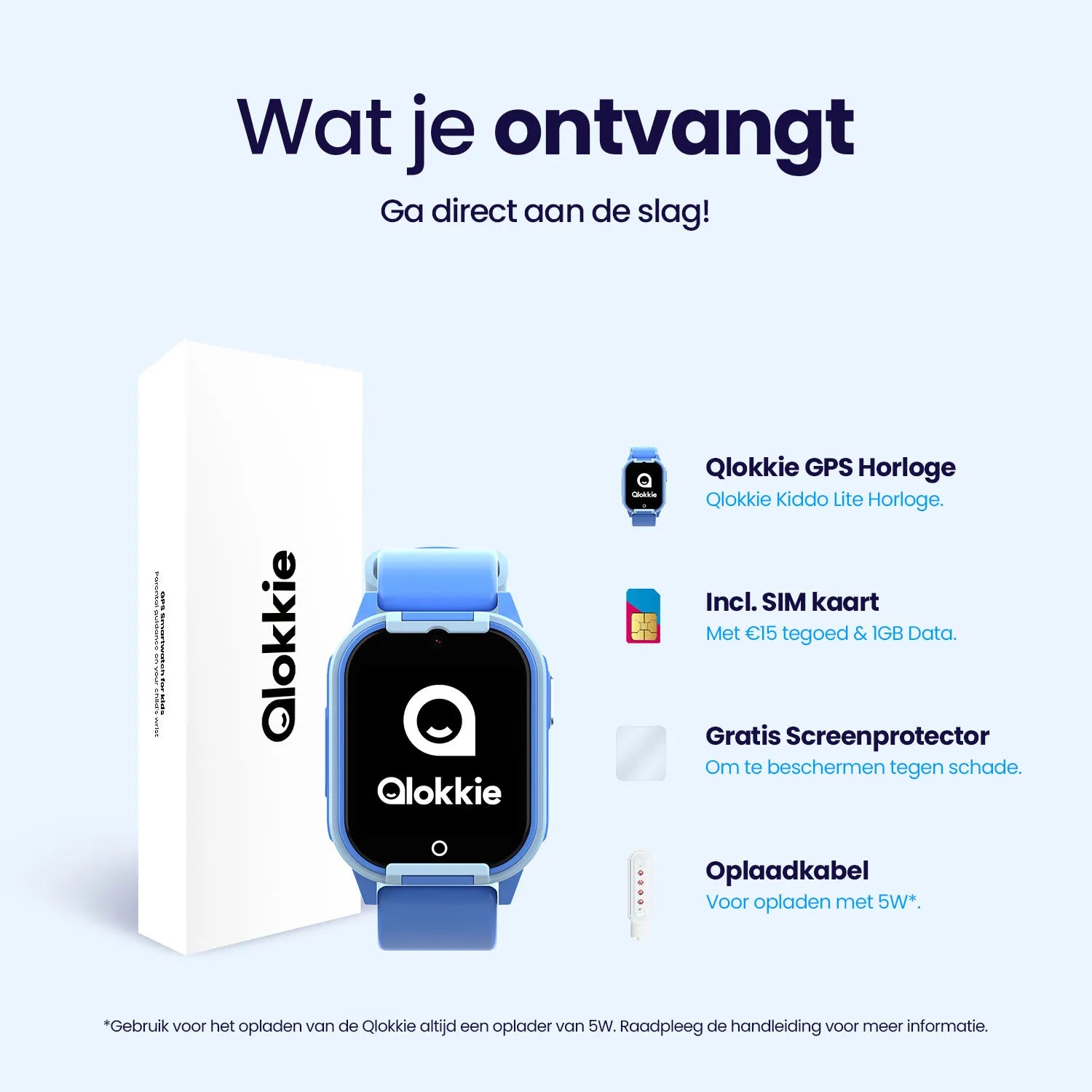 Qlokkie GPS Horloge Kind - Kiddo Lite - Blauw