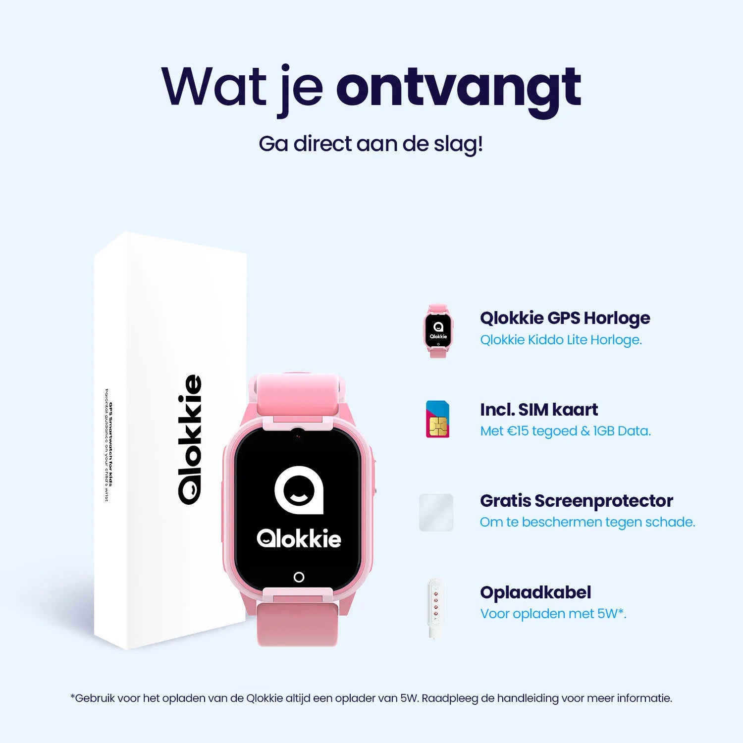 Qlokkie GPS Horloge Kind - Kiddo Lite - Roze