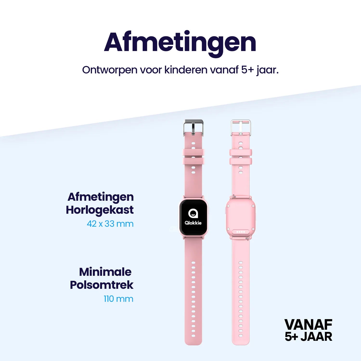 Qlokkie Kiddo Mini – Compact GPS Horloge voor Kinderen – Roze